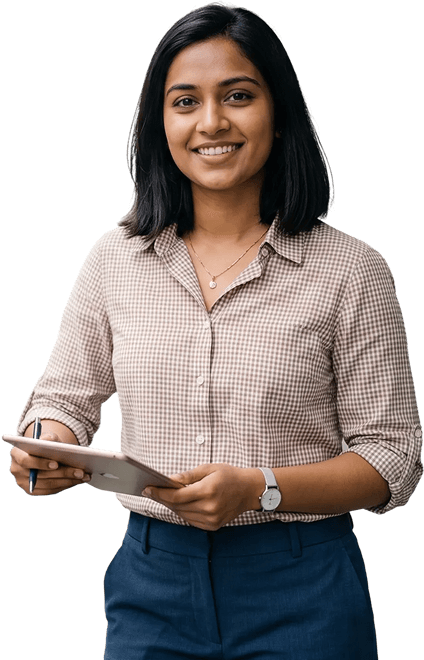 Professional holding a tablet